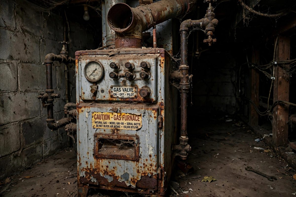 Older gas furnace showing its age
